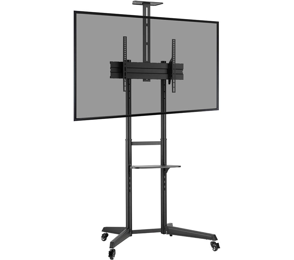 Properav Portable Trolley TV Stand with Bracket - Black, Black