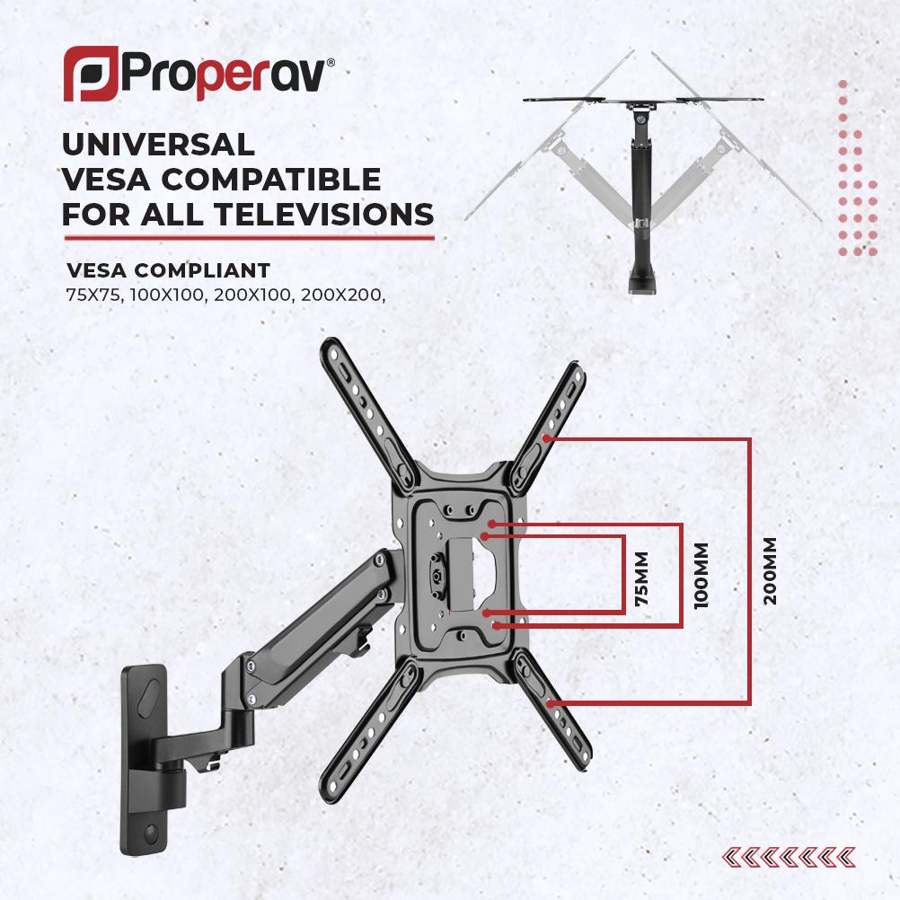 PROPERAV Hydraulic Swing Arm Full Motion TV Bracket for up to 49" TVs image number 2 of 9
