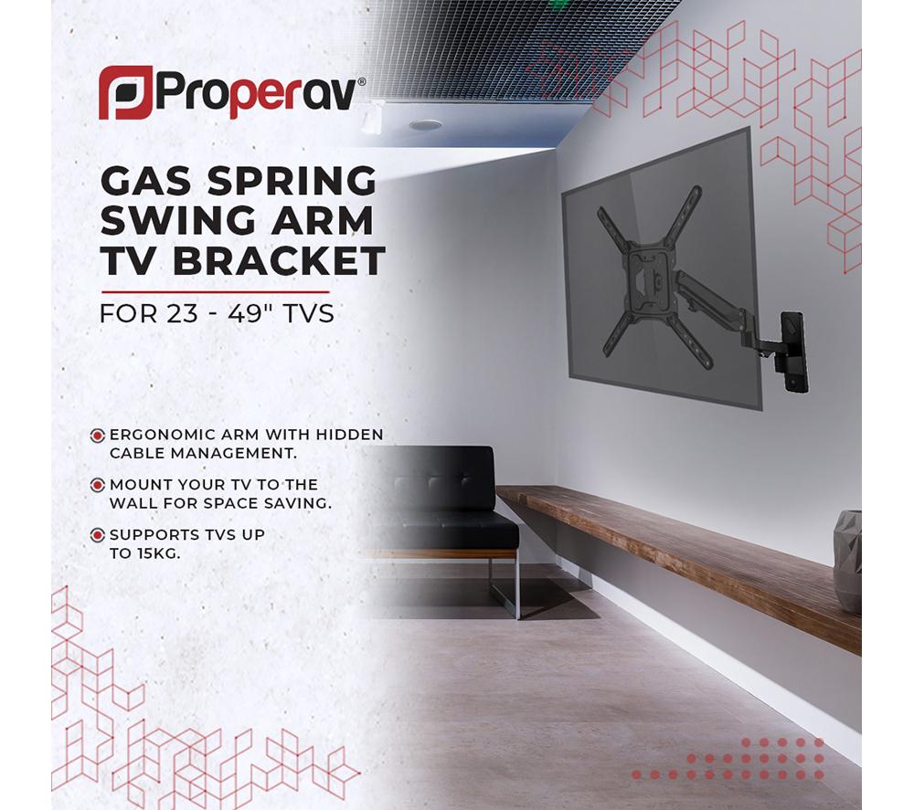 PROPERAV Hydraulic Swing Arm Full Motion TV Bracket for up to 49" TVs image number 3 of 9