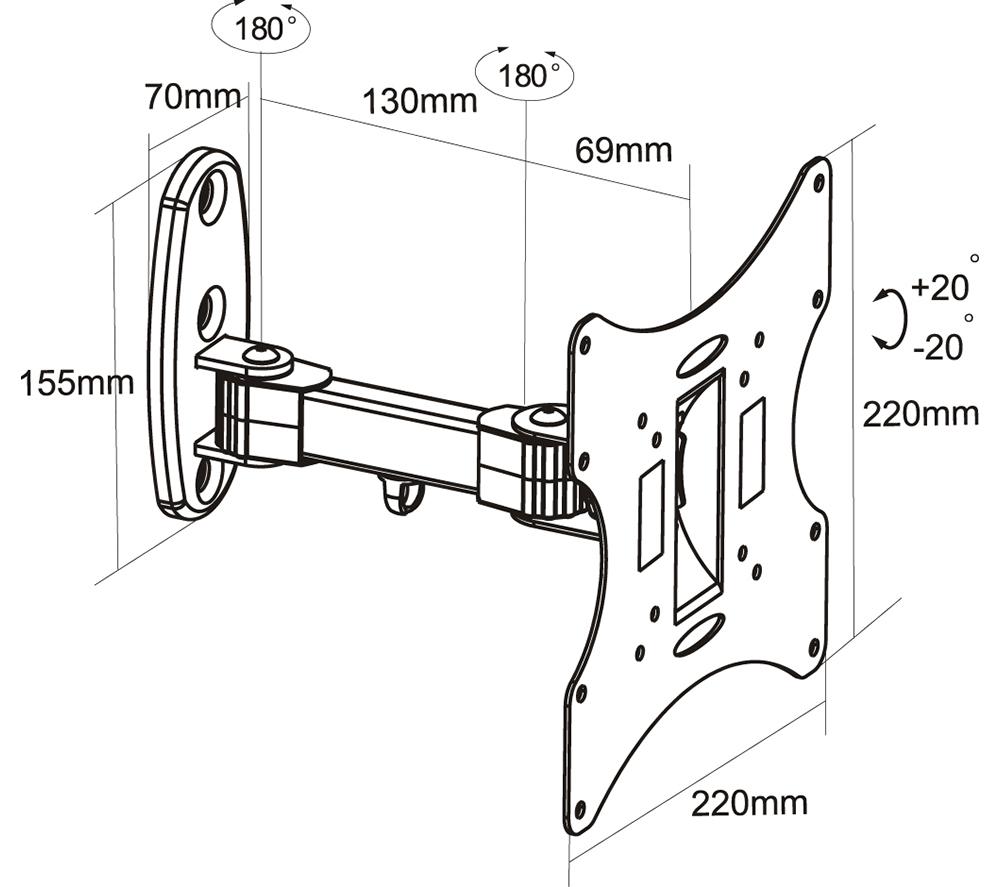 PROPERAV Classic Swing Arm Full Motion 23-46" TV Bracket image number 2 of 10