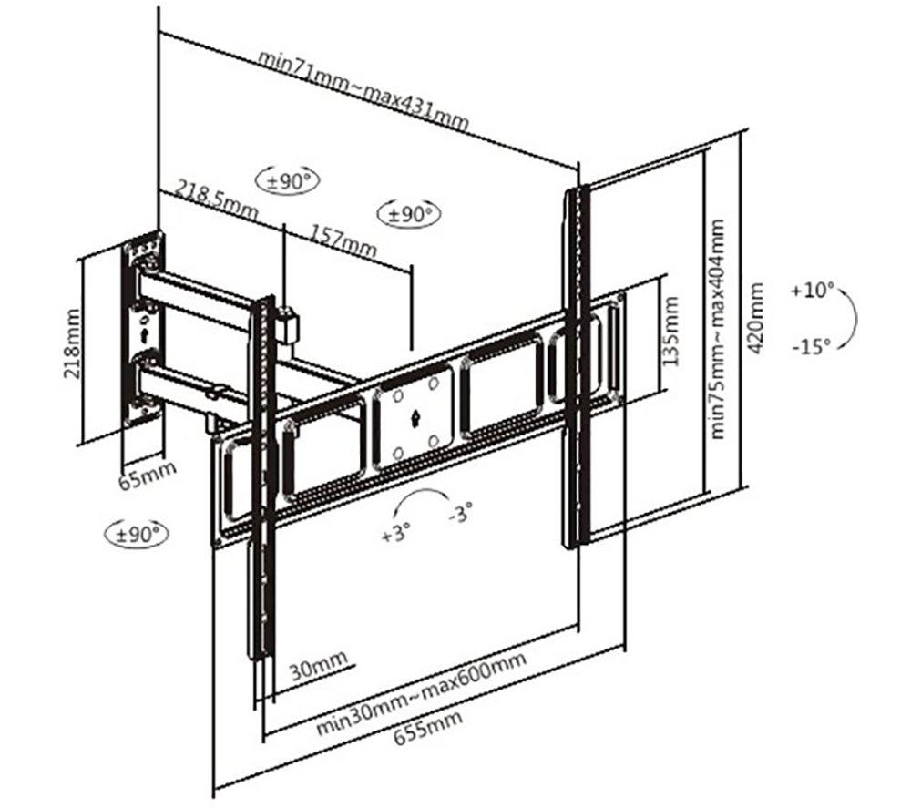 PROPERAV Swing Arm Full Motion 37-70" TV Bracket image number 6 of 9