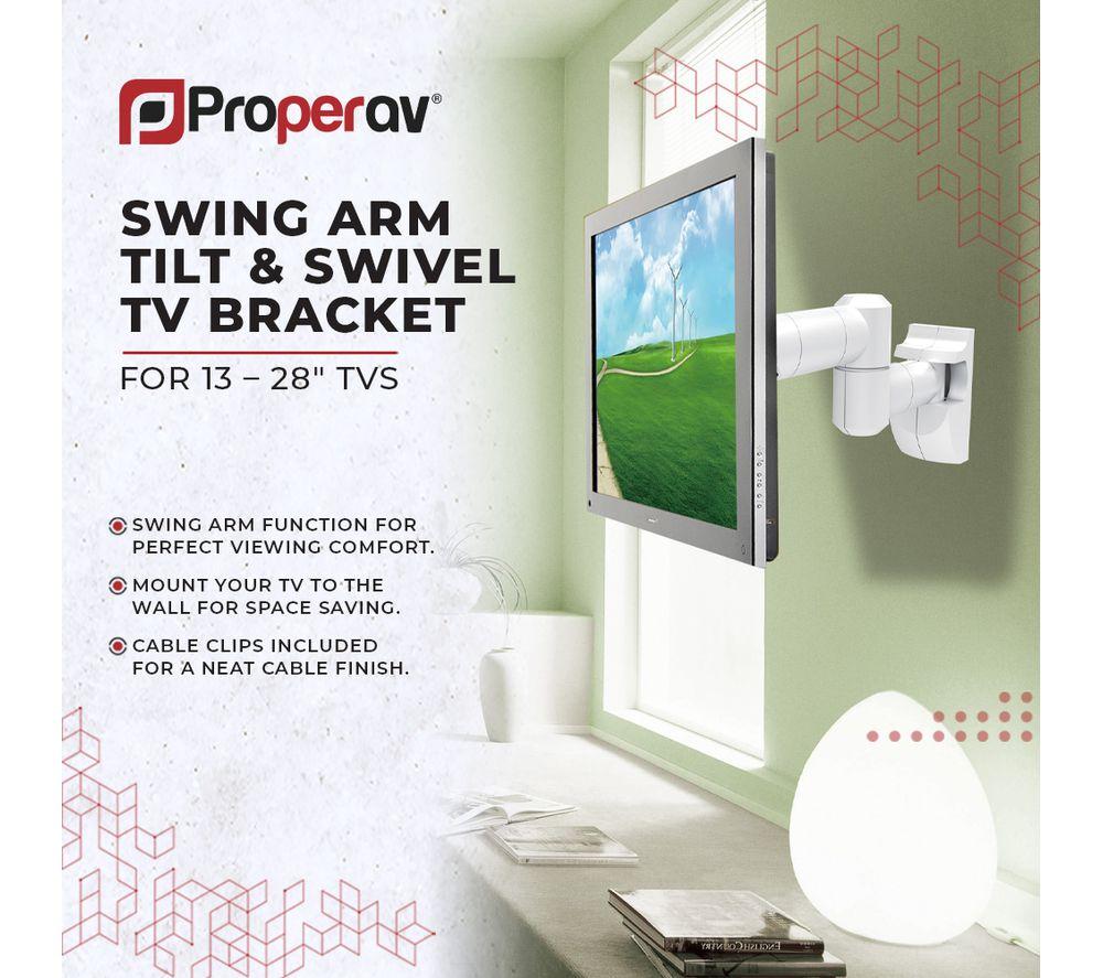 PROPERAV Swing Arm Full Motion 13-28" TV Bracket - White image number 2 of 7