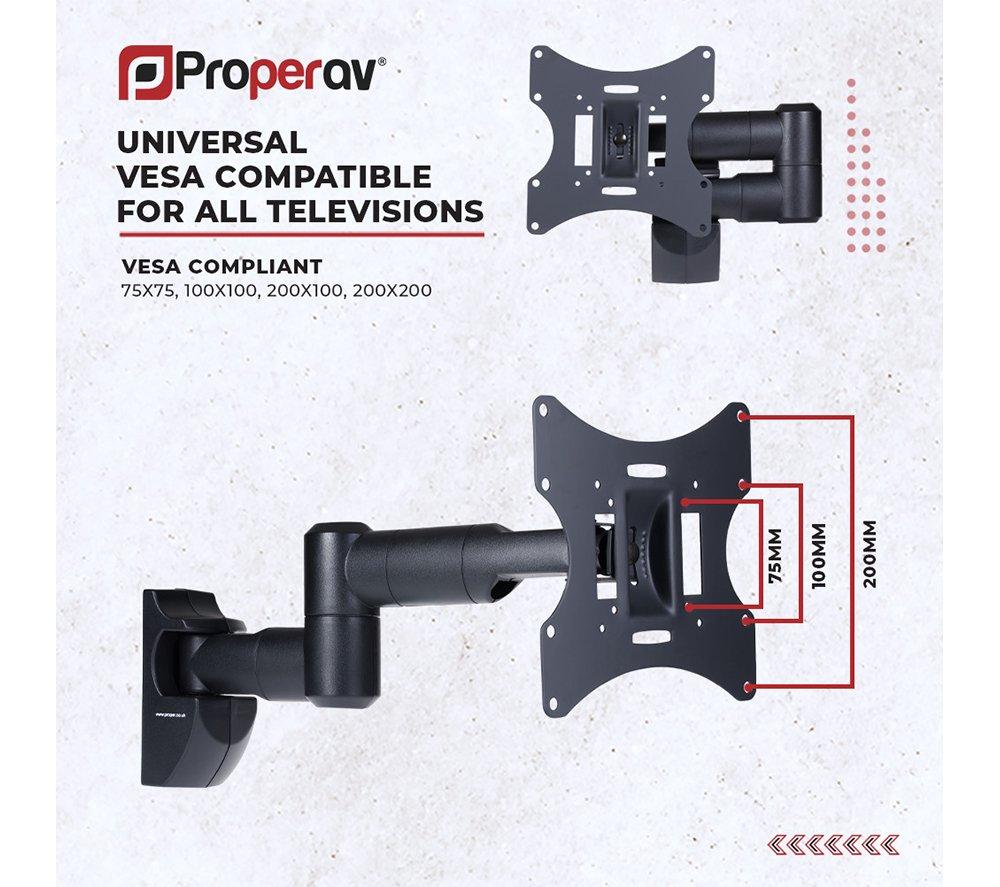 PROPERAV Swing Arm Full Motion 23-46" TV Bracket - Black image number 3 of 9