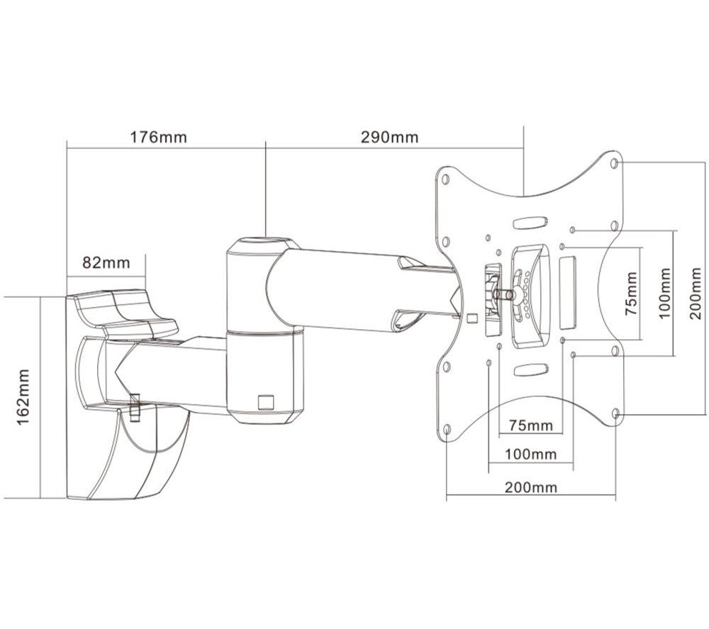 PROPERAV Swing Arm Full Motion 23-46" TV Bracket - Black image number 6 of 9