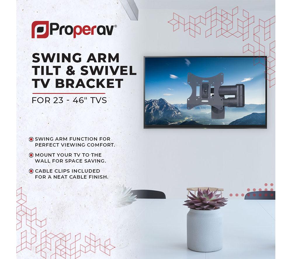 PROPERAV Swing Arm Full Motion 23-46" TV Bracket - Black image number 9 of 9