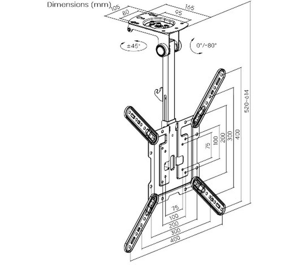 PROPERAV Ceiling Fold Up 23-55" TV Bracket image number 7 of 10