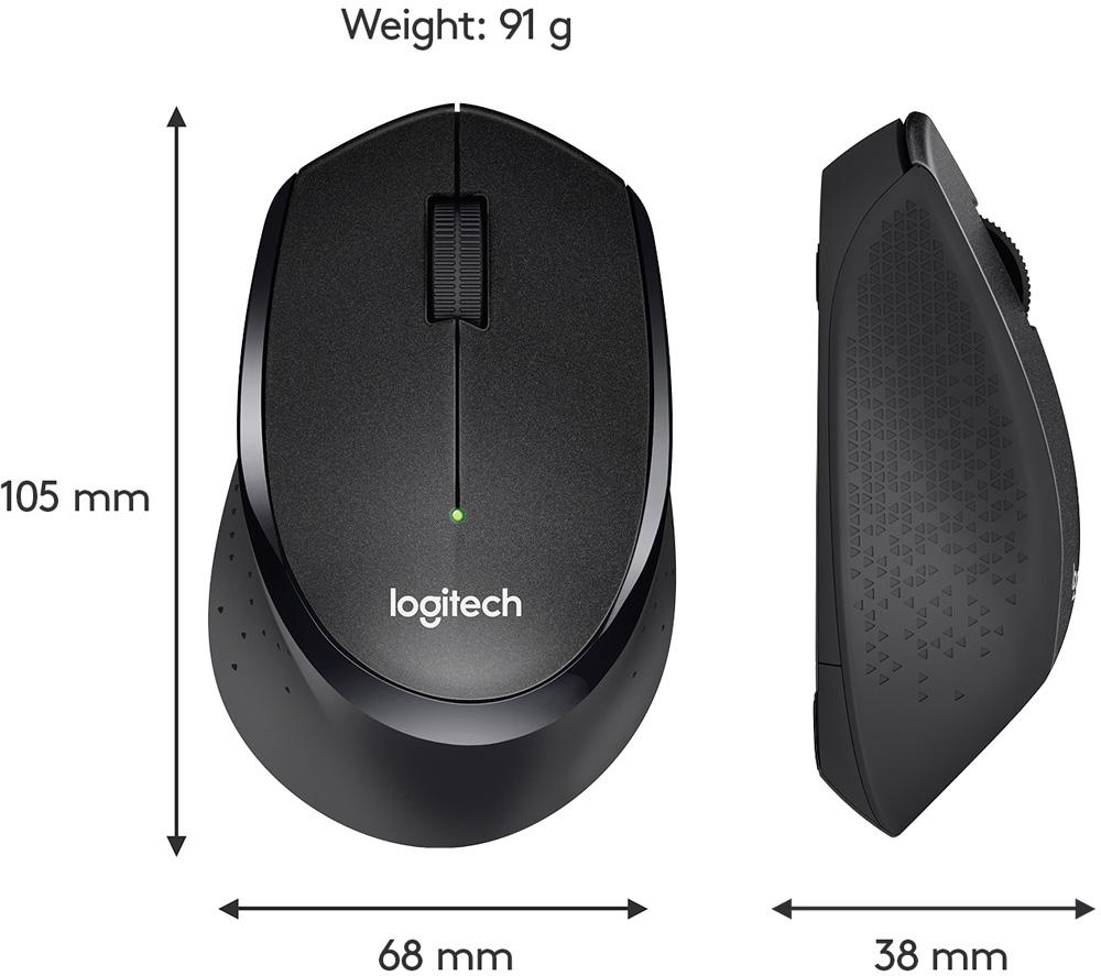 Used original Logitech M330 Silent Plus Wireless Large Mouse Black
