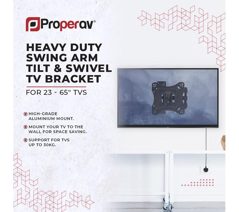 PROPERAV Heavy Duty Swing Arm Full Motion 23''-65'' TV Bracket - White image number 3 of 8