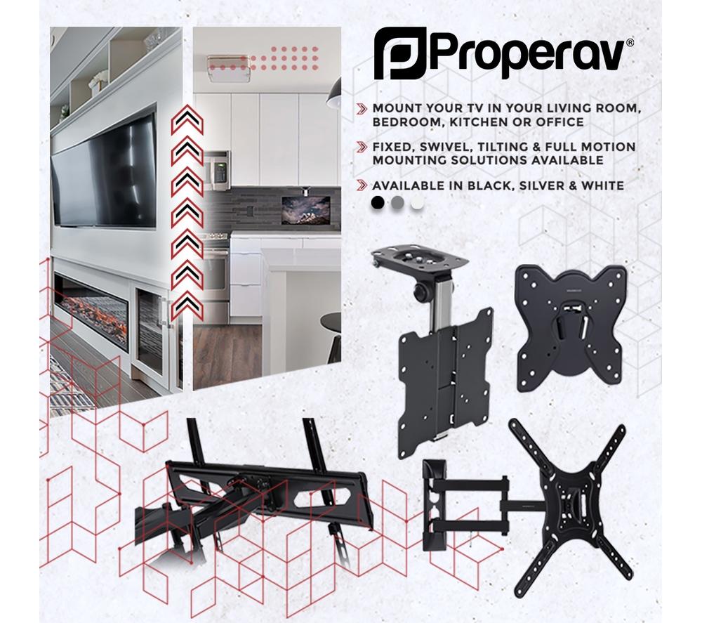 PROPERAV Heavy Duty Swing Arm Full Motion 23''-65'' TV Bracket - White image number 6 of 8