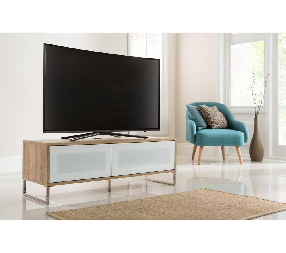 ALPHASON Helium 1200 mm TV Stand for up to 50" TVs - White & Light Oak image number 2 of 5