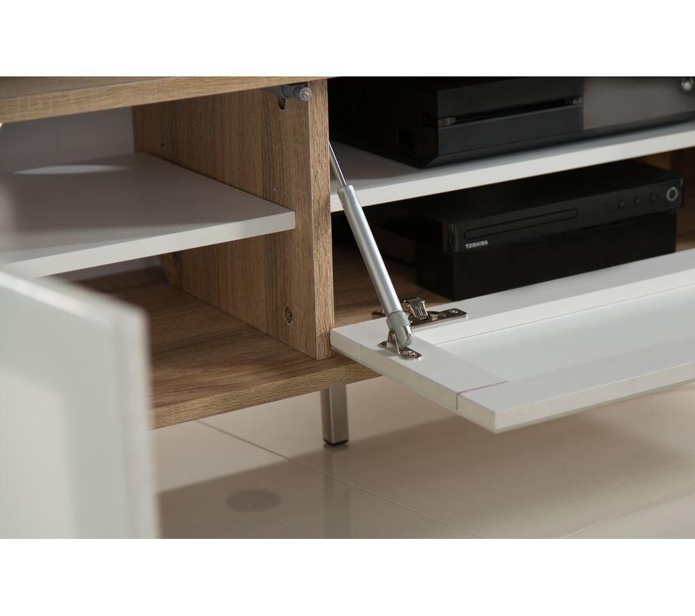 ALPHASON Helium 1200 mm TV Stand for up to 50" TVs - White & Light Oak image number 3 of 5