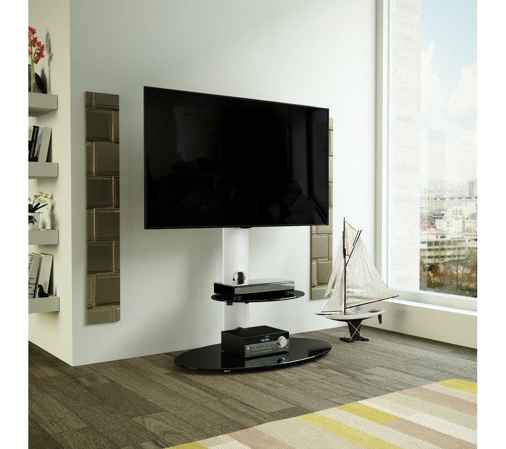 AVF Lugano 800 mm TV Stand with Bracket for up to 65" TVs - Silver & Black Glass image number 4 of 4