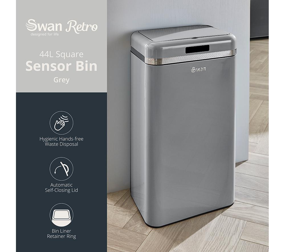 SWAN Retro 45-litre Rectangular Bin - Grey image number 2 of 8