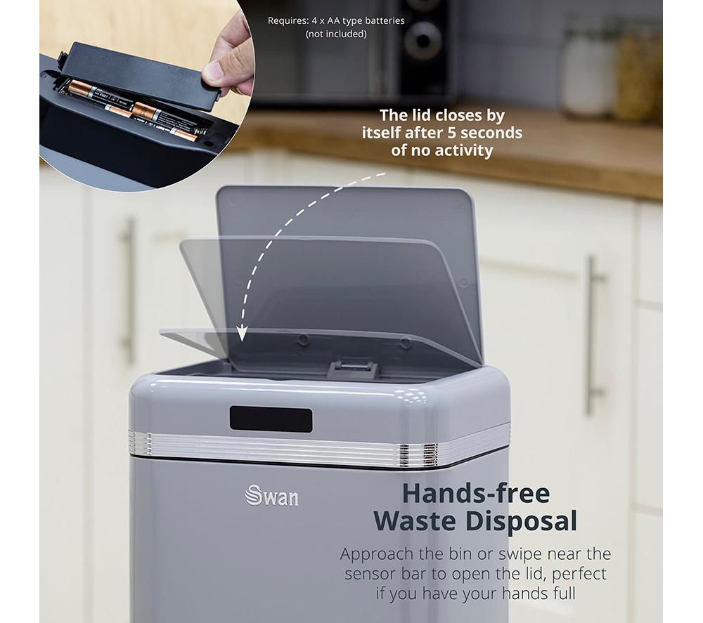 SWAN Retro 45-litre Rectangular Bin - Grey image number 3 of 8