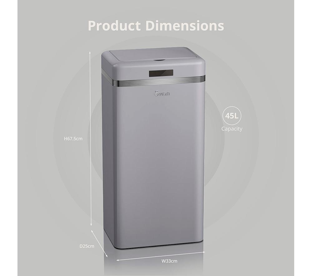 SWAN Retro 45-litre Rectangular Bin - Grey image number 6 of 8