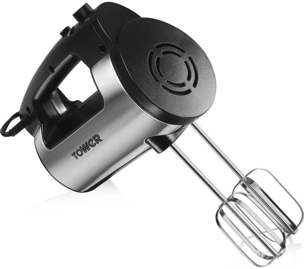 Tower 300W Stainless Steel T12016 Hand Mixer - Black, Stainless Steel