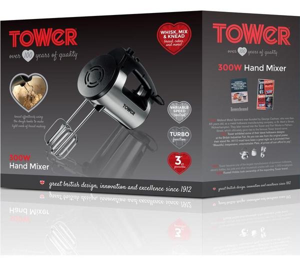 TOWER 300W Stainless Steel T12016 Hand Mixer - Black image number 3