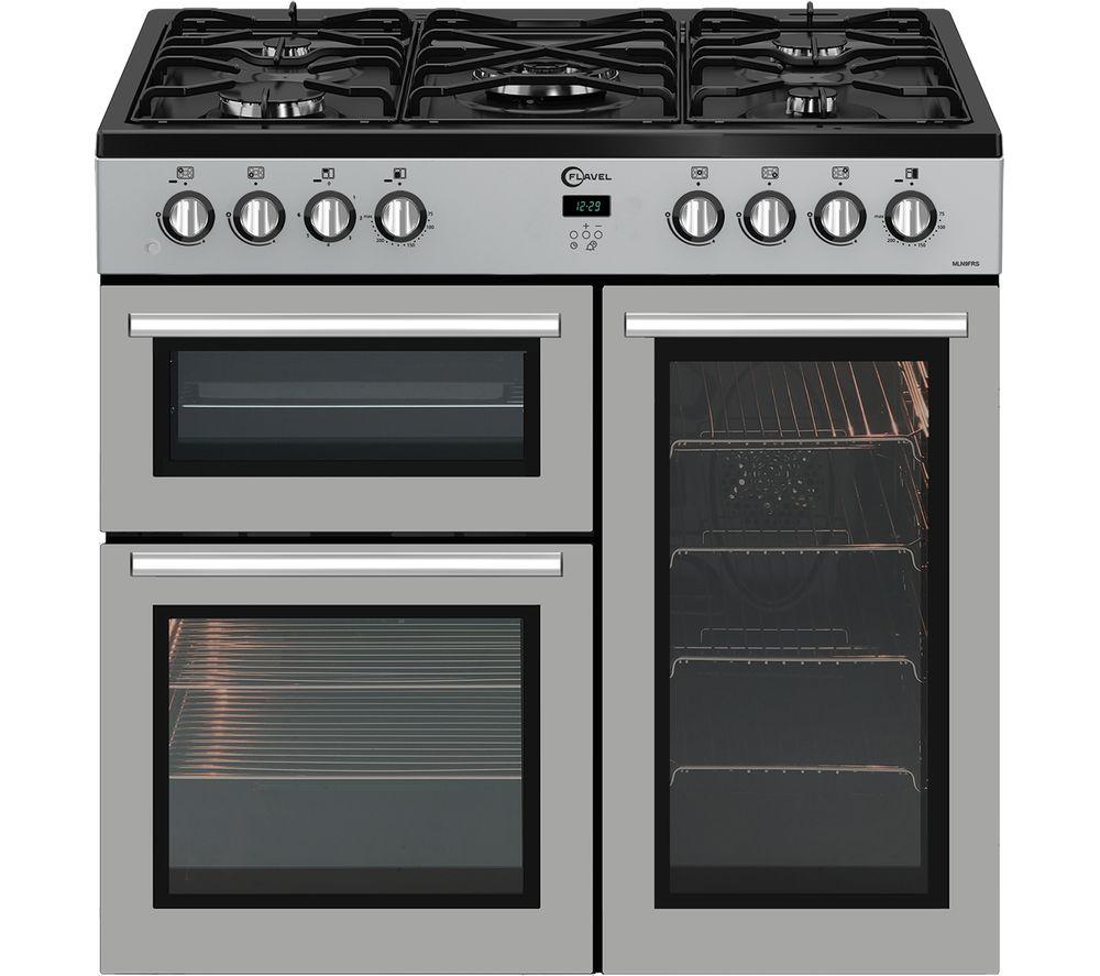 FLAVEL MLN9FRS 90 cm Dual Fuel Range Cooker - Silver & Black, Silver/Grey