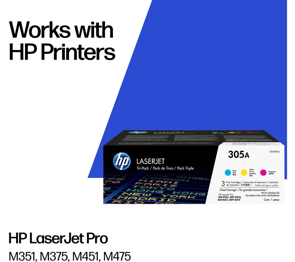 HP 305A Cyan, Magenta & Yellow Original LaserJet Toner Cartridges - Multipack image number 2 of 12