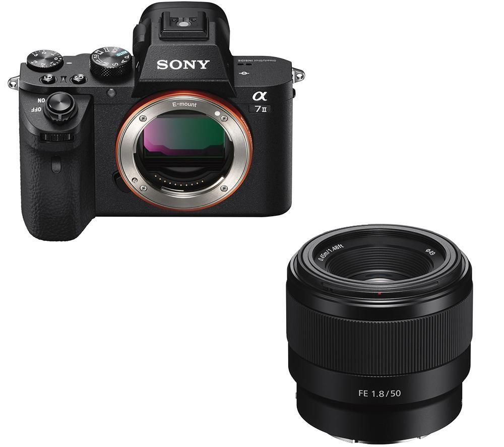 Sony a7 II Mirrorless Camera & FE 50 mm f/1.8 Standard Prime Lens Bundle, Black