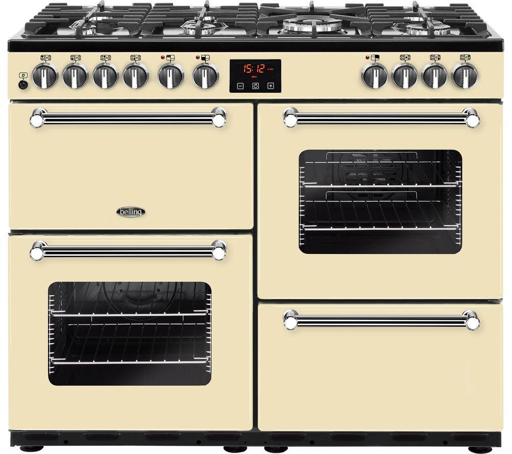 BELLING Kensington 100DFT Dual Fuel Range Cooker - Cream & Chrome