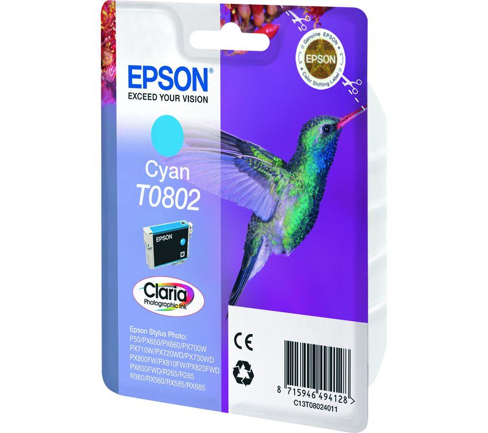 Epson T0802 Hummingbird Cyan Ink Cartridge, Cyan