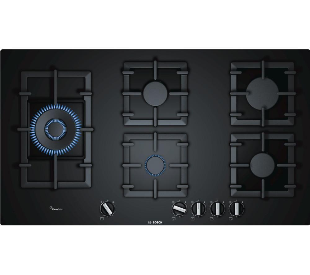 BOSCH Serie 6 PPS9A6B90 92 cm Gas Hob – Black, Black