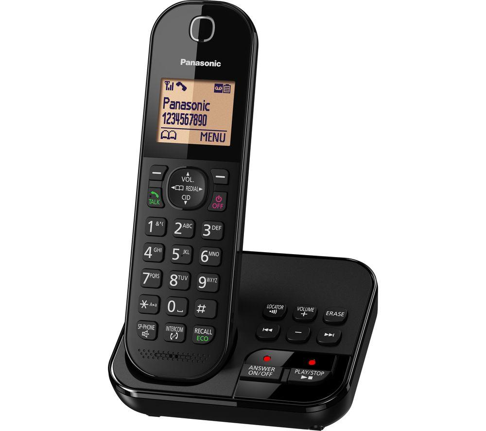 PANASONIC KX-TGC420EB Cordless Phone with Answering Machine - Black, Black