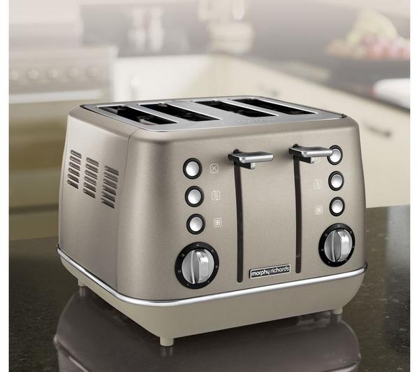 MORPHY RICHARDS Evoke Premium 4-Slice Toaster - Platinum image number 1