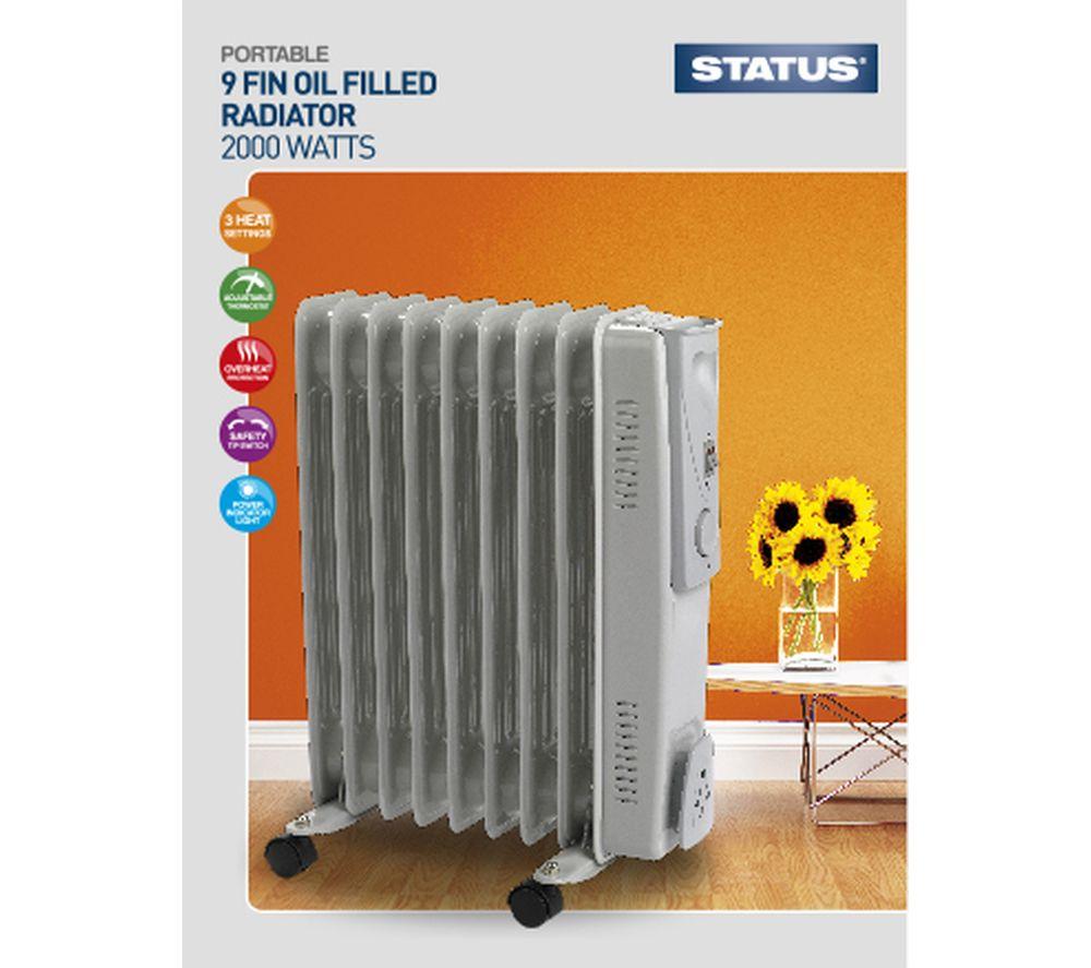 STATUS OFH9-2000W1PKB Portable Oil-Filled Radiator - Grey image number 2 of 3