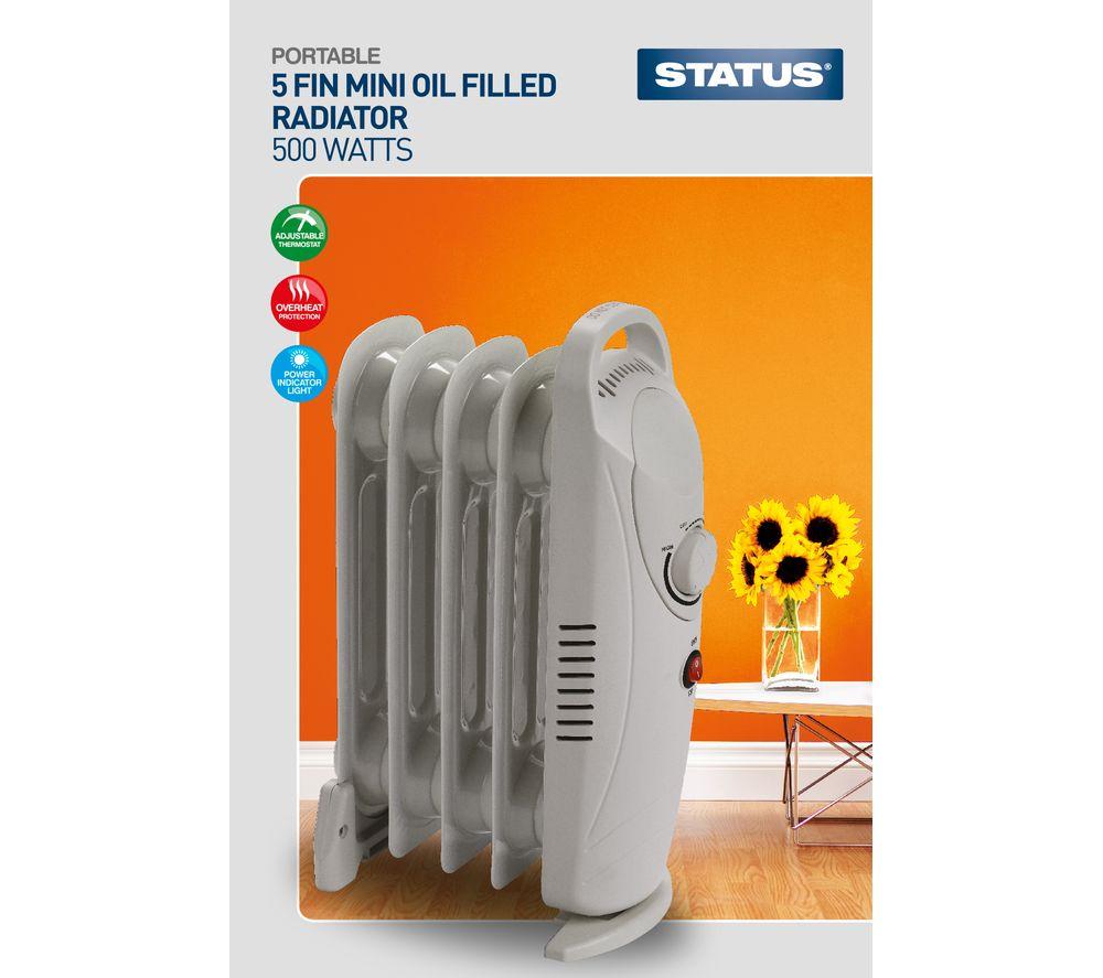 STATUS OFH5-500W1PKB Portable Oil-Filled Radiator - Grey image number 3 of 3