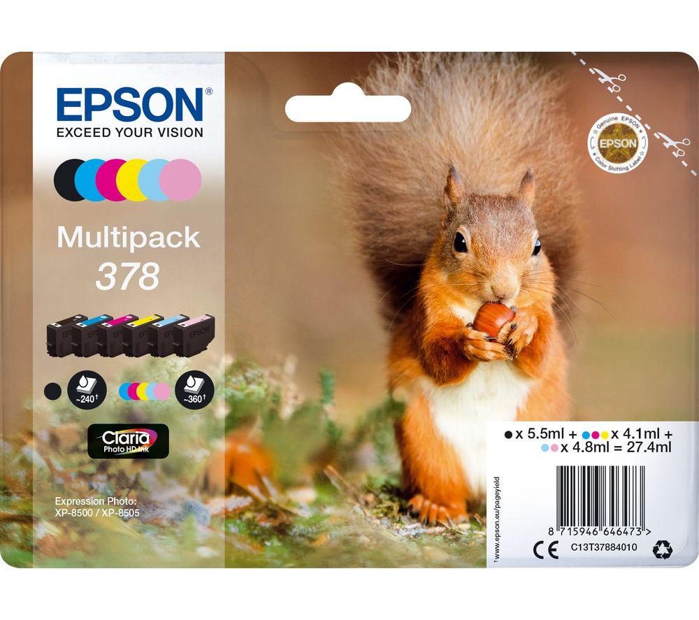 EPSON 378 Squirrel 6-colour Ink Cartridges - Multipack, Black,Magenta,Yellow,Cyan