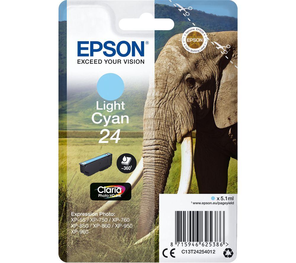 Epson 24 Elephant Light Cyan Ink Cartridge, Cyan