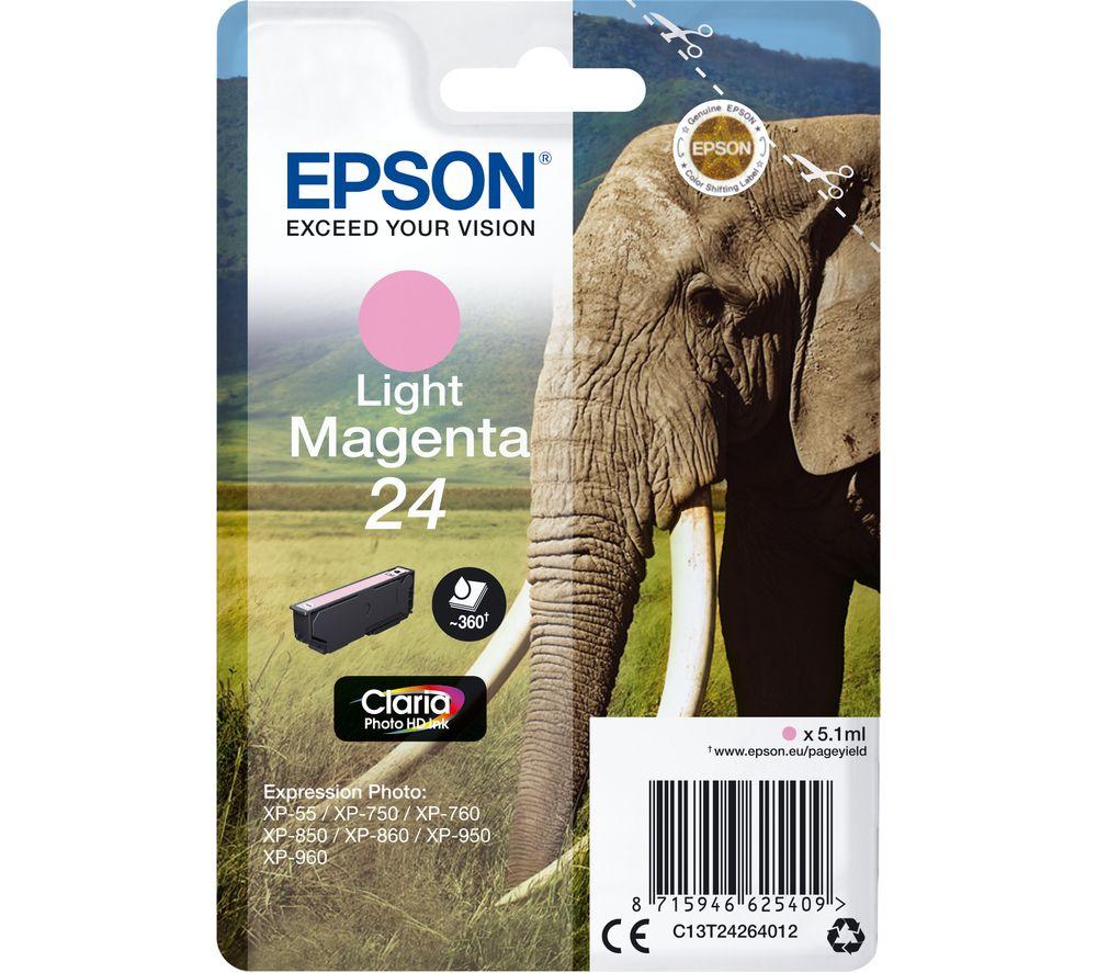 Epson 24 Elephant Light Magenta Ink Cartridge, Magenta