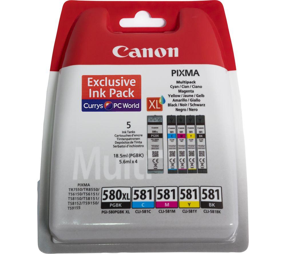 CANON PGI-580XL / CLI-581 Cyan, Magenta, Yellow & Black Ink Cartridges - Multipack, Magenta,Black,Ye