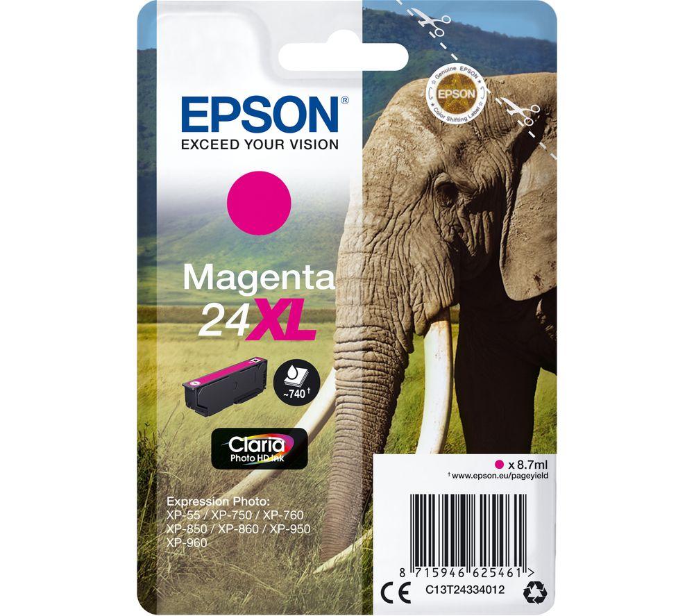 Epson 24XL Magenta Elephant High Yield Genuine, Claria Photo HD Ink Cartridge