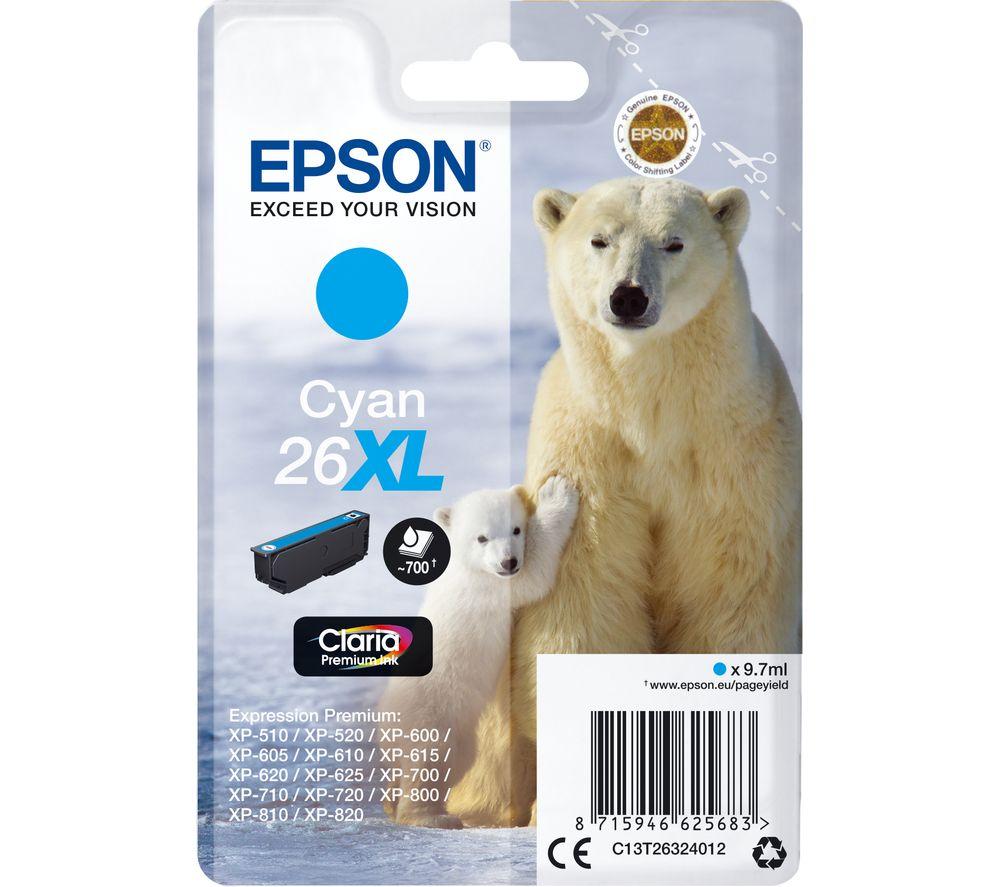 Epson Polar Bear 26XL Cyan Ink Cartridge, Cyan