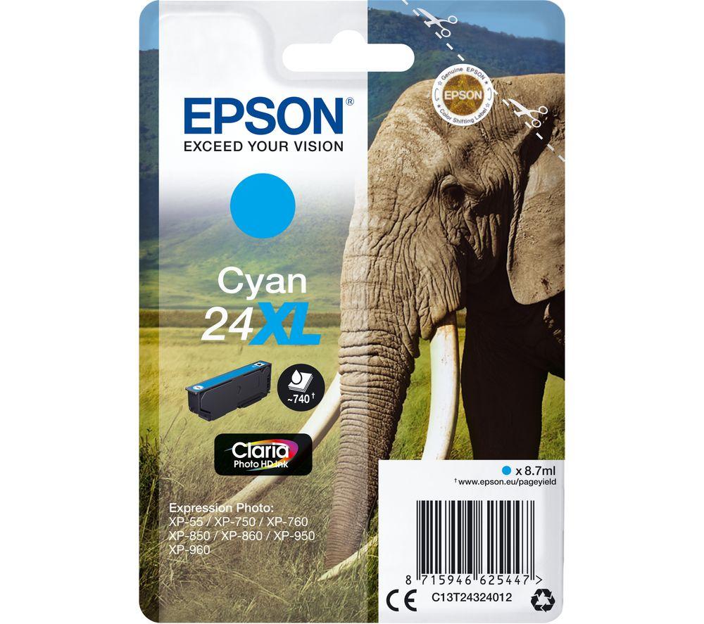 Click to view product details and reviews for Epson Elephant 24xl Cyan Ink Cartridge Cyan.