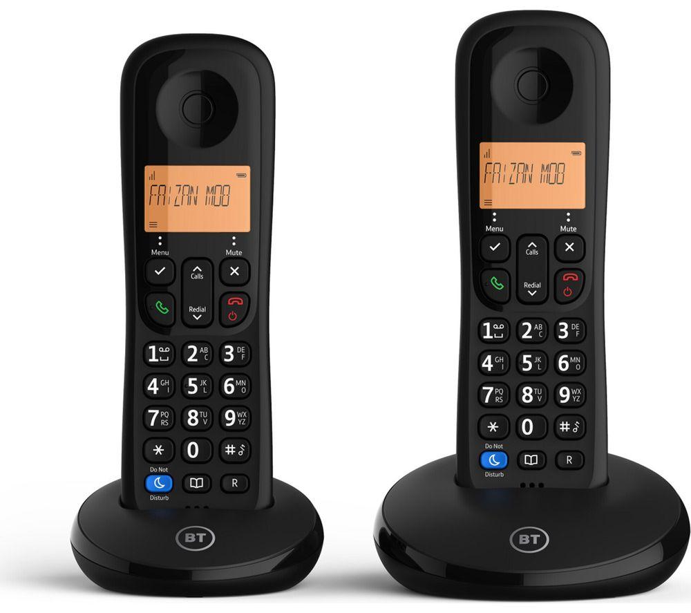 BT Everyday Cordless Phone - Twin Handsets, Black