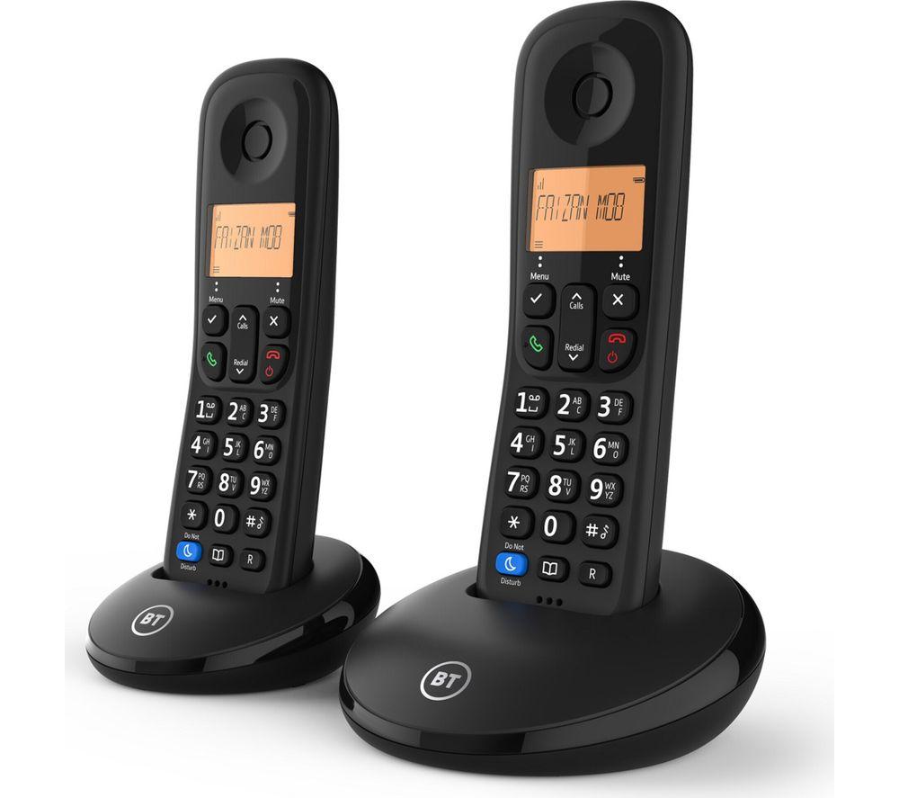 BT Everyday Cordless Phone Twin Handsets Black