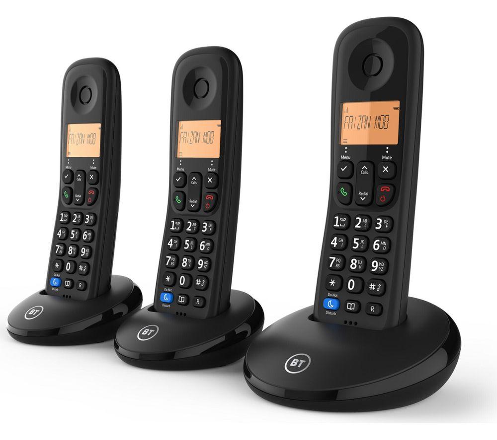 BT Everyday Cordless Phone - Triple Handsets, Black image number 2 of 4