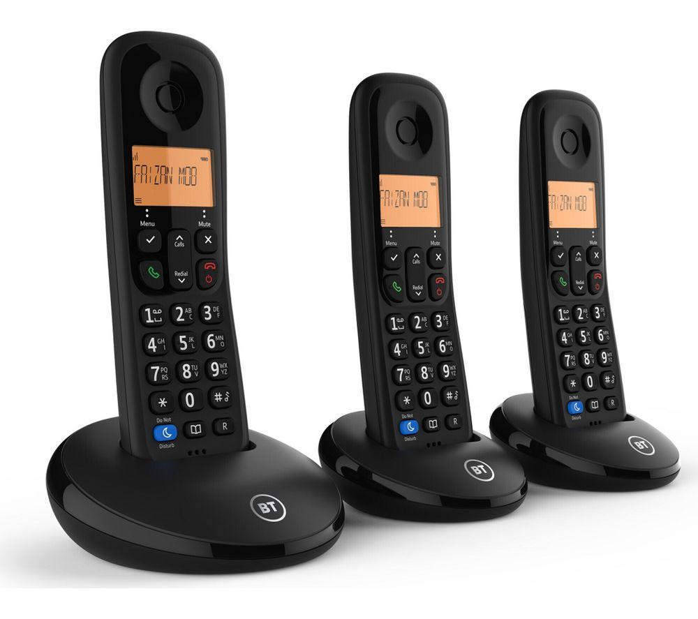 BT Everyday Cordless Phone - Triple Handsets, Black image number 3 of 4