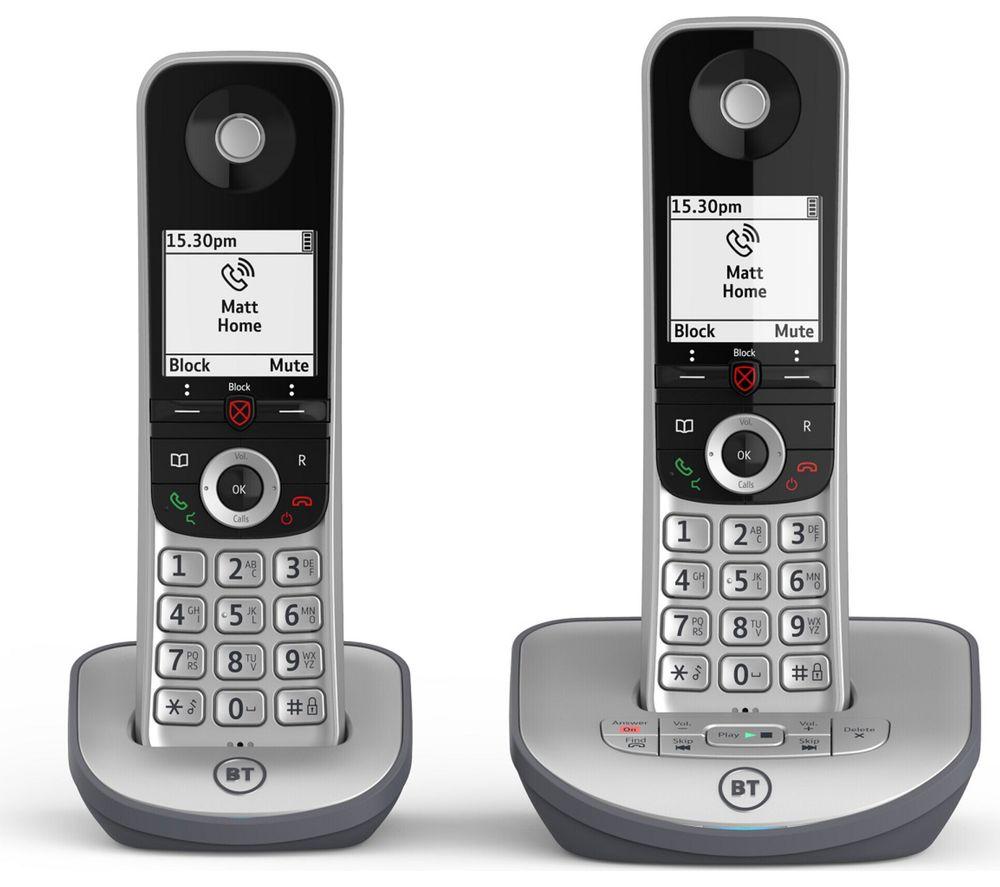 BT Advanced 1Z Cordless Phone - Twin Handsets, Black,Silver/Grey