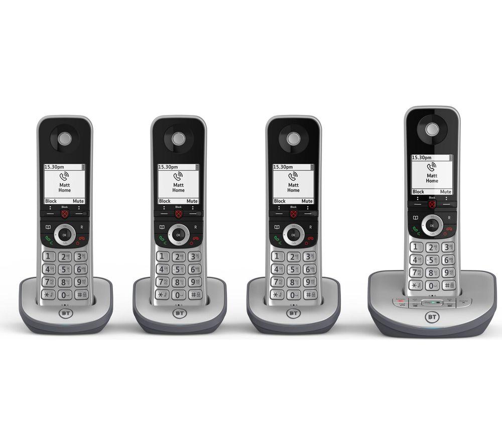 BT Advanced 1Z Cordless Phone - Quad Handsets, Black,Silver/Grey