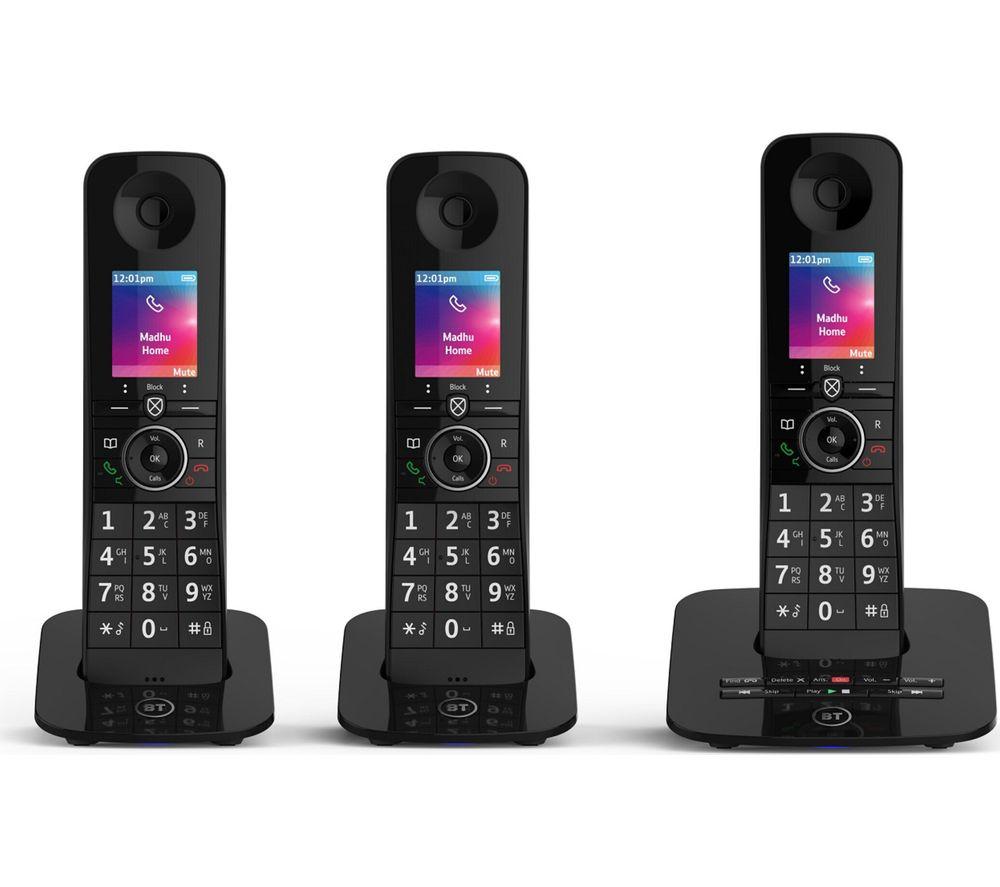 BT Premium 090632 Cordless Phone - Triple Handsets, Black, Black