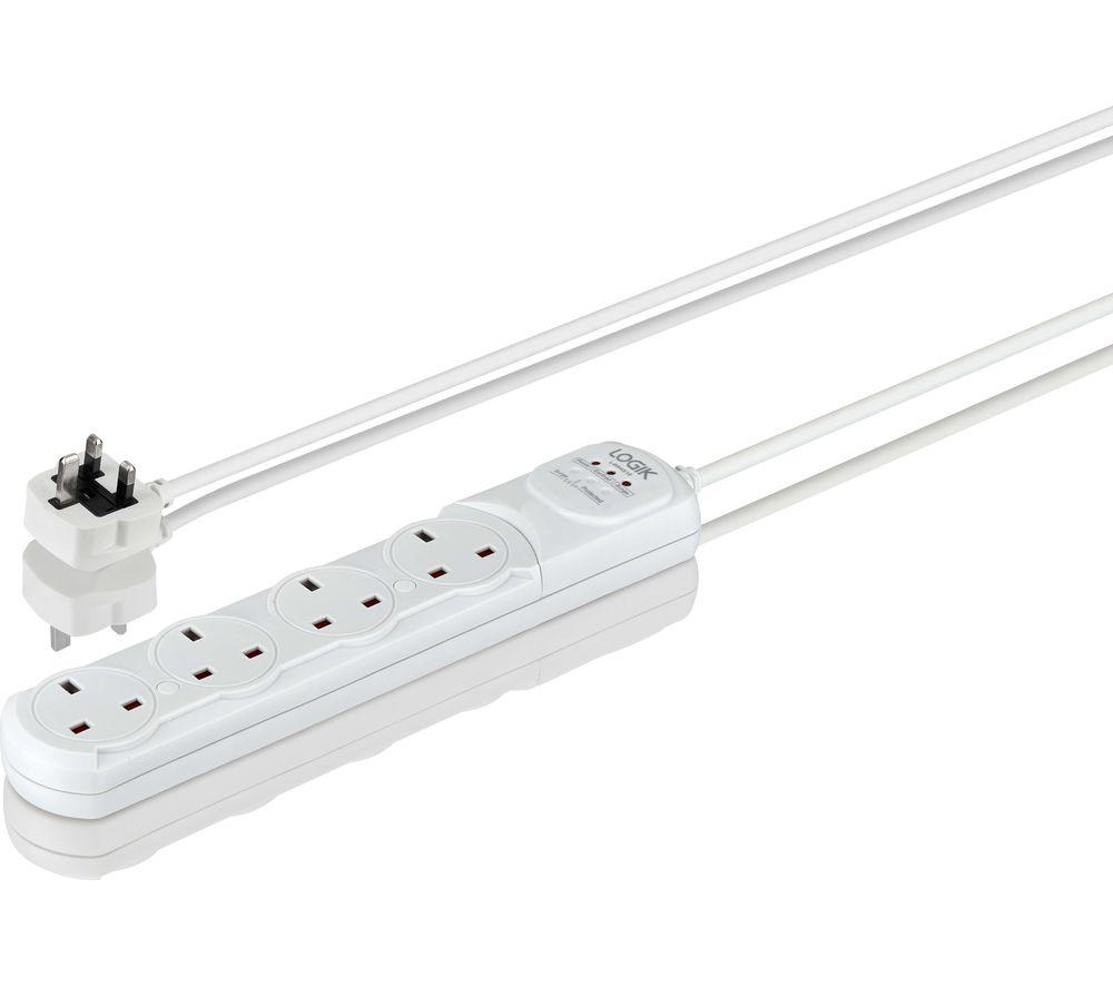LOGIK L4W4S18 Left-Handed Surge Protected 4-Socket Extension Lead - 4 m image number 2 of 2