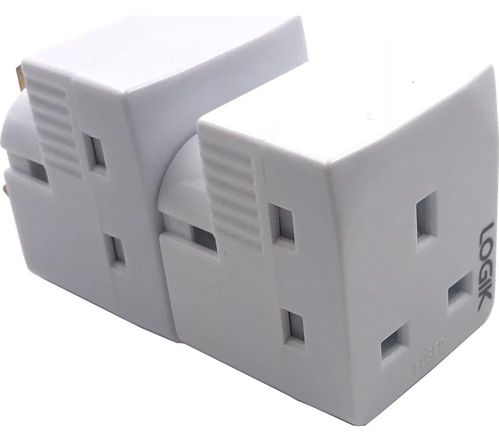 LOGIK L3WAYP18 3-Socket Plug Adapter - Twin Pack