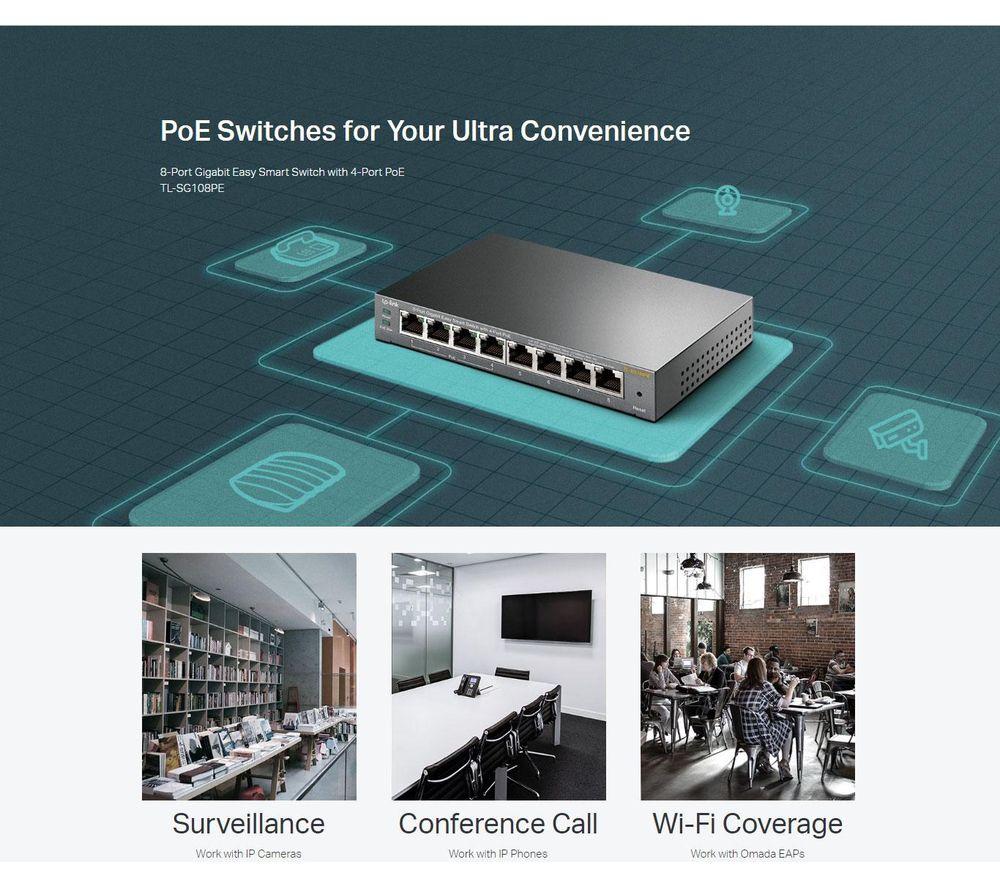 TP-LINK TL-SG108PE Managed Network Switch - 8 Port image number 5 of 6
