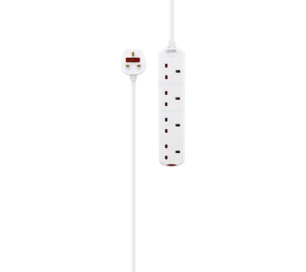 LOGIK L4WAY2T18 4-Socket Extension Lead - 2 m, Twin Pack image number 2 of 2
