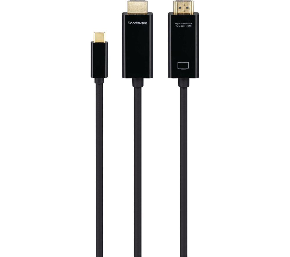 SANDSTROM Black Series USB Type-C to HDMI Cable - 1 m, Black